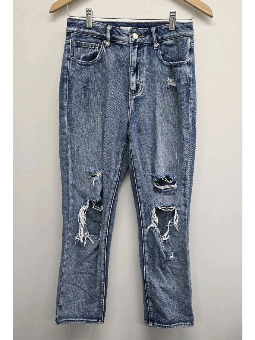 PacSun Mom Jeans Size 26 High Rise Light Wash Destroyed Distressed Blue Denim